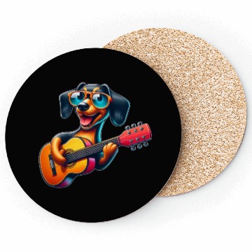Discover Dachshund Guitarist Guitar Music Dog Coasters
