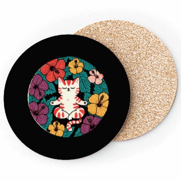 Discover Zen Hibiscus Cat Coasters