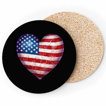 Discover 4th Of July US flag heart Coasters