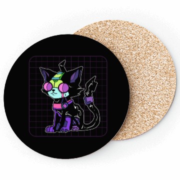 Discover Cyberpunk Cat Game Developer Coasters