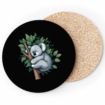 Discover Slumbering Koala: Peaceful Tree Hugger Coasters