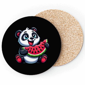 Discover Panda with Watermelon Fruity Funny Coasters