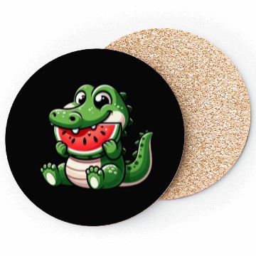 Discover Crocodile With Watermelon Fruity Cute Coasters