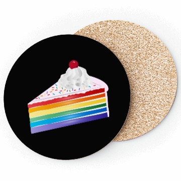 Discover Piece of rainbow cake with cream and cherry Coasters