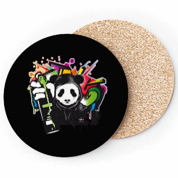 Discover funny panda bear with graffiti and spray can Coasters
