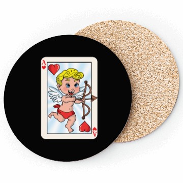 Discover Playing card with cupid Coasters