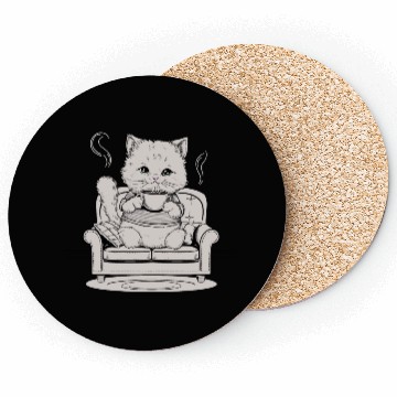 Discover Coffee Cat In Comfy Chair Coasters