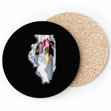 Discover Illinois State Flag in Illinois State Map Coasters