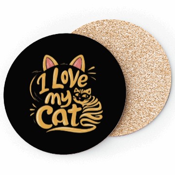 Discover Cat typography Coasters