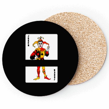 Discover Playing card Joker banner Coasters
