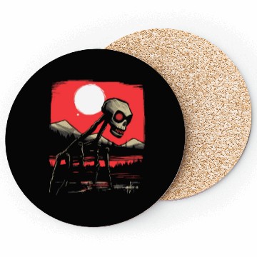 Discover Japan Red Sun Horror: Skull Creature Coasters