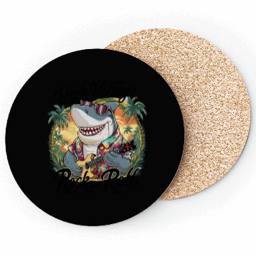 Discover Funny shark with guitar summer beach holiday Coasters
