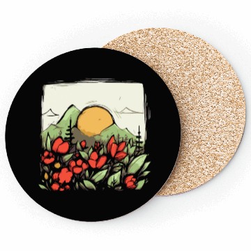 Discover Japan Yellow Sun: Nature and Flowers Coasters