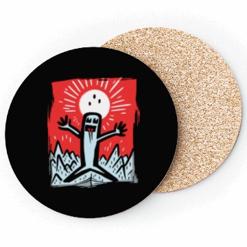 Discover Japan Red Sun: Happy Stickman Artwork Coasters