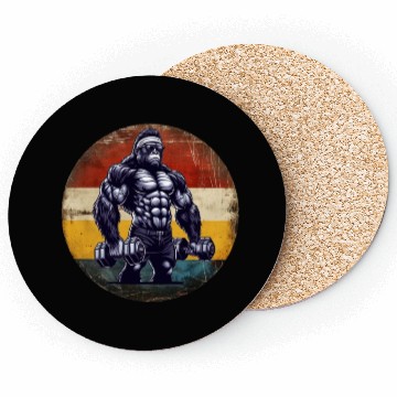 Discover Muscular Gorilla Bodybuilder Gym Workout Sunset Coasters