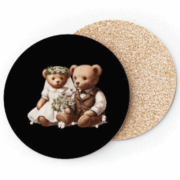 Discover Vintage wedding: teddy bear bride and groom Coasters