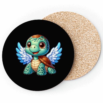 Discover Angel Turtle with Wings and Halo Coasters
