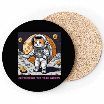 Discover Bitcoin to the moon cat Coasters