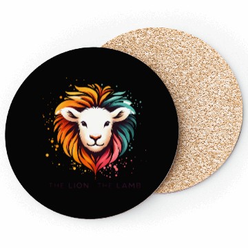 Discover The Lion And The Lamb Abstract Art Design Coasters