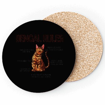Discover Bengal Rules Bengal Cat Owner Bengal Lover Coasters