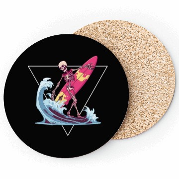 Discover Surfer Skeleton Beach Summer Vibes Coasters