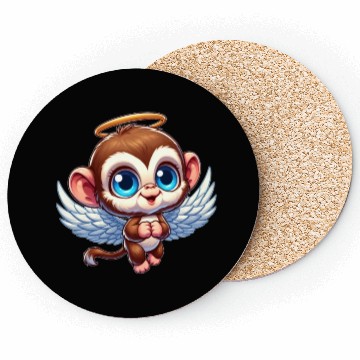 Discover Monkey chimpanzee angel cartoon Coasters