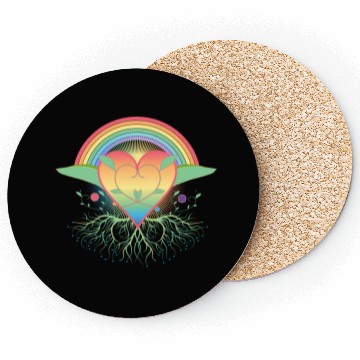 Discover Rainbow heart with roots for Pride Coasters