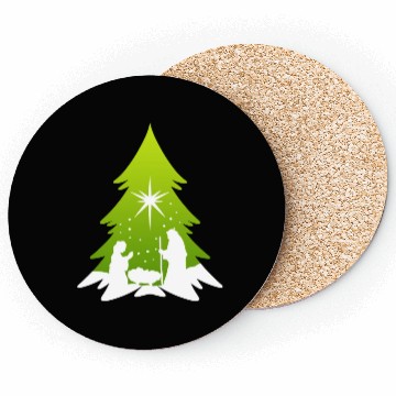 Discover Christmas Tree Nativity Scene Artist Coasters