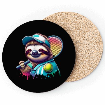 Discover Sloth Tennis Player Court Match Design Coasters