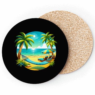 Discover Paradise Beach Sunset Art Coasters