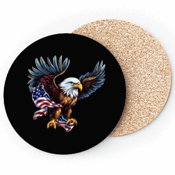 Discover 4th Of July US flag with eagle Coasters