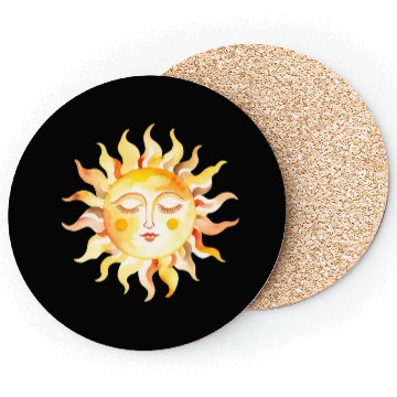 Discover Mystical Sun with a Face Coasters