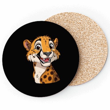 Discover Charming Smiling Cheetah Portrait Coasters