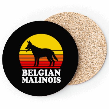 Discover Retro Sunset Dog Silhouette Belgian Malinois Dog Coasters