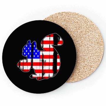 Discover USA American Flag Squirrel Chipmunks Animal Lover Coasters