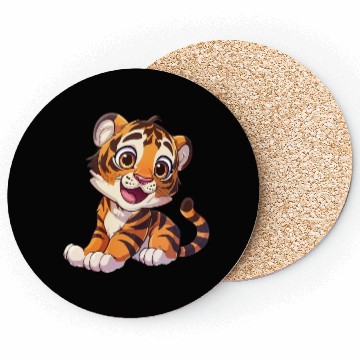 Discover Adorable Tiger Cub With A Charming Smile Coasters