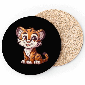 Discover Adorable Tiger Cub with a Heartwarming Smile Coasters