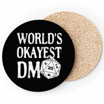 Discover World's Okayest DM D20 Dice Dungeon Dragons Gaming Coasters