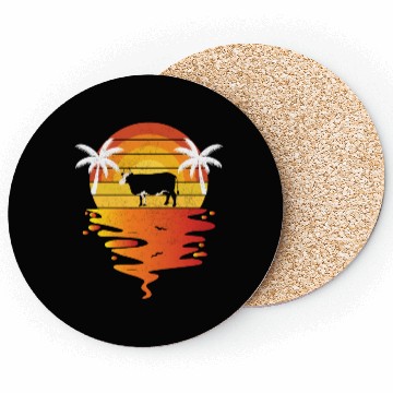 Discover Sunset Cow and Palm Tree Scene Coasters