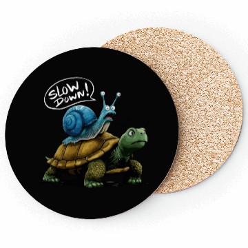 Discover Snail Riding a Turtle Funny Animal Friends Coasters