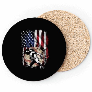 Discover Patriotic American Flag Baseball Pitcher Coasters