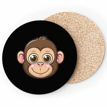 Discover Adorable Monkey Face With Big Eyes Coasters