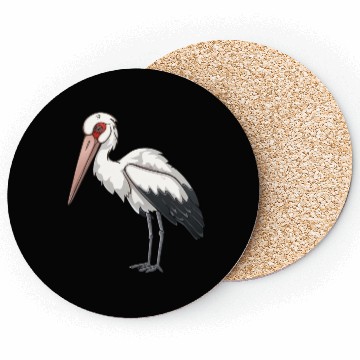 Discover Stylized Stork with Striking Red Eyes Coasters