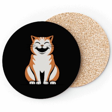 Discover Happy Orange Tabby Vector 3 Colors Coasters
