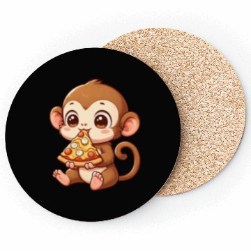 Discover Funny monkey loves pizza humorous chimpanzee Coasters