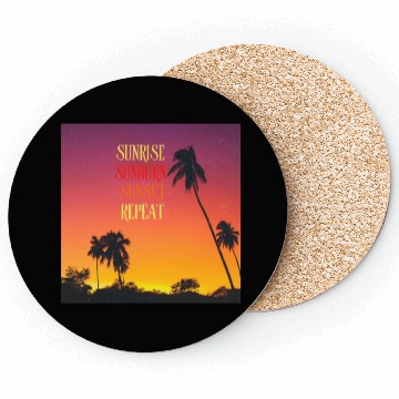 Discover Sunrise Sunburn Sunset Repeat Beach Scene Coasters