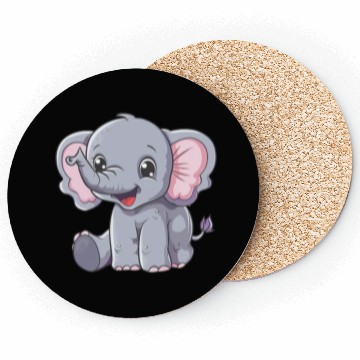 Discover Adorable Baby Elephant Joyful Smile Coasters