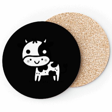 Discover Friendly Stick Figure Cow - Black & White Coasters