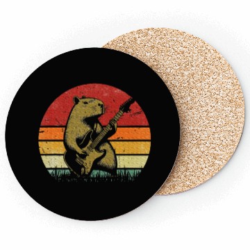 Discover Capybara Playing Guitar Capybara Rock Music Coasters