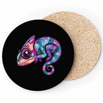 Discover Colorful Chameleon Fantasy Creature Enchantment Coasters